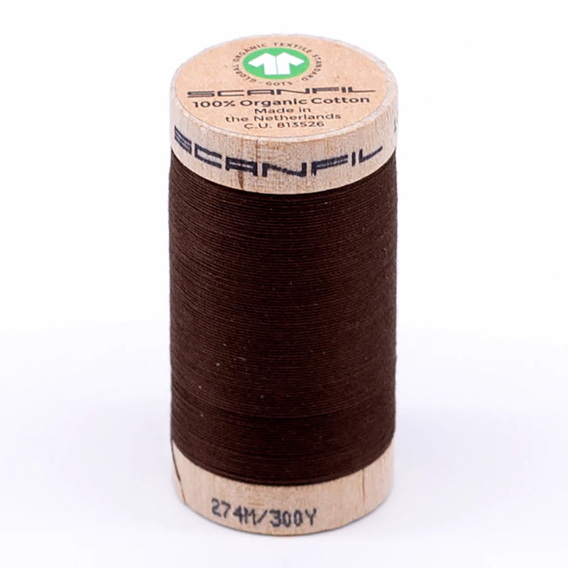 Scanfil Organic Cotton Thread 30/2 wt 300 yards Cocoa Brown 4829