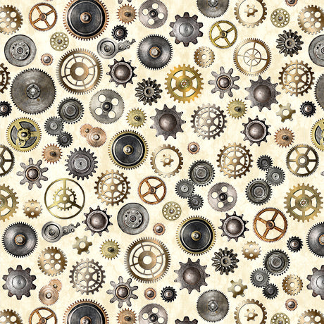 Steampunk Adventures Tan Gears Fabric