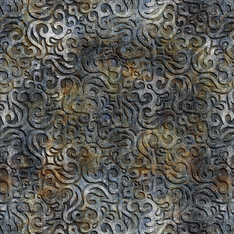 Steampunk Adventures Gray Scrollwork Fabric