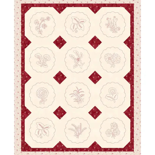 Memories in Redwork Grandma's Quilt Panel  35" x 44"
