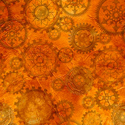 Steampunk Hallow 2  Gears Orange Yardage