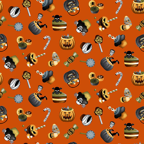 Halloween Ball Orange Witches Brew Fabric