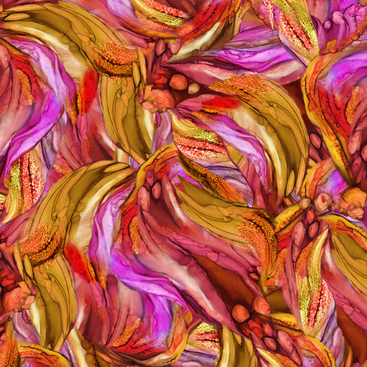 Windswept Hot Pink Water Color Abstract Fabric
