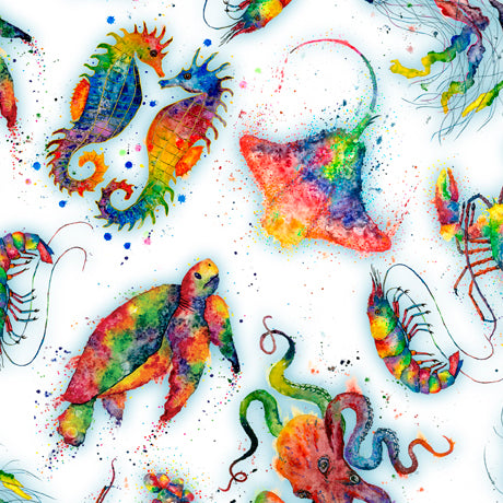 The Deep White Sea Creatures Yardage