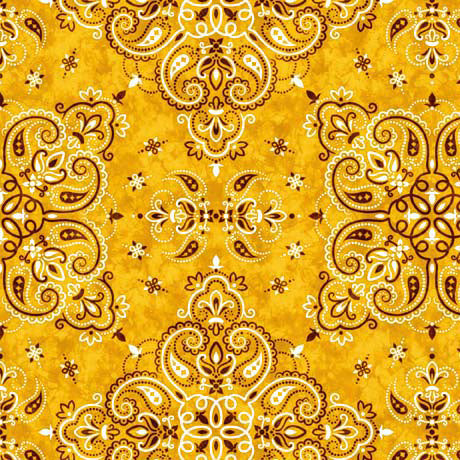 Cowboy Up Yellow Bandana Fabric