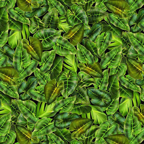Jungle Paradise Palm Leaves Green Fabric