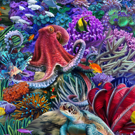 Treasures At Sea Packed Sealife Fabric