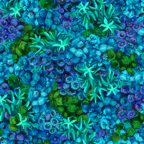 Treasures At Sea Coral Blue Fabric