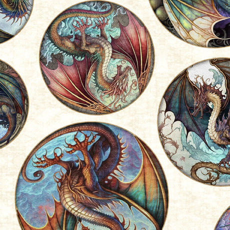 Dragon Fyre Round Picture Patches Daylight Fabric