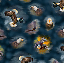 Eagle Dreams Eagle Vignettes Navy Fabric