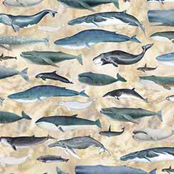 Siren's Call Whales Cream Fabric