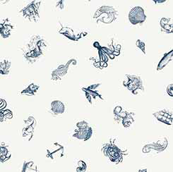 Siren's Call Nautical Toss White Fabric