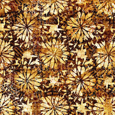 Treasured Medium Floral Brown Fabric