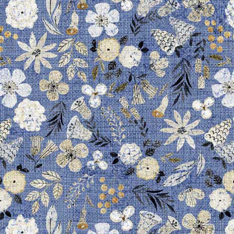 Treasured Small Floral Blue Fabric