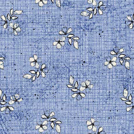 Treasured Spaced Floral Blue Fabric