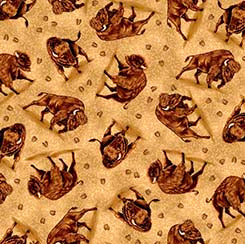 Wild Bison Tossed Bison Brown Fabric