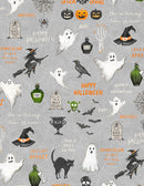 Midnight Hauntings Large All Over Gray Fabric