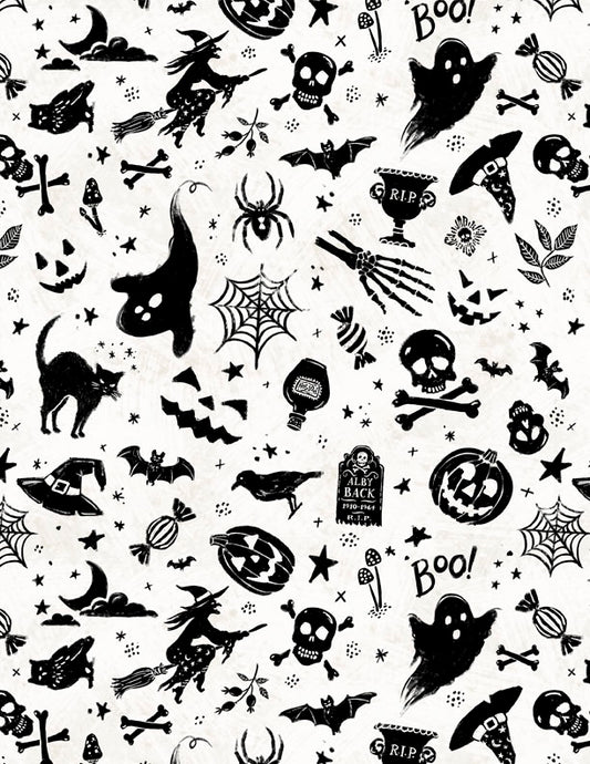 Midnight Hauntings Haunting Toss Cream Fabric