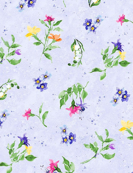 Floral Flutter - Large Floral Toss - Purple - Yardage