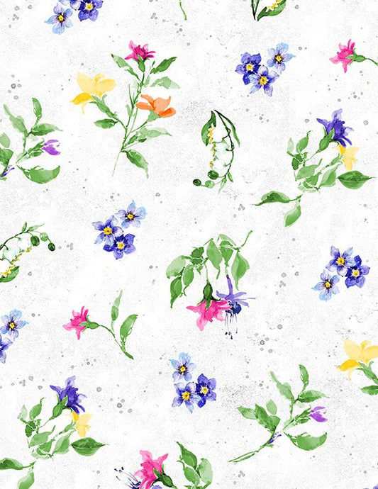Floral Flutter - Large Floral Toss - Light Gray - Yardage
