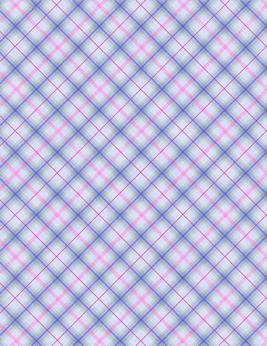 Floral Flutter - Plaid - Purple - Yardage