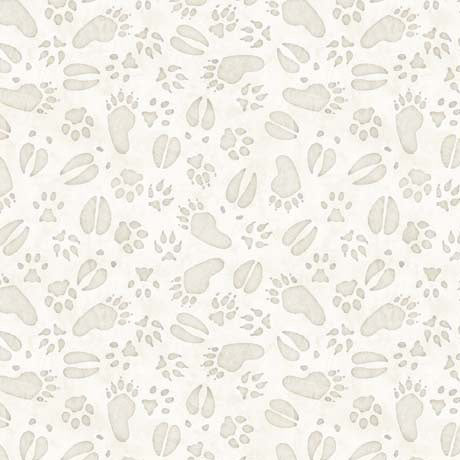 Enchanted Forest Paw Prints Ecru Fabric