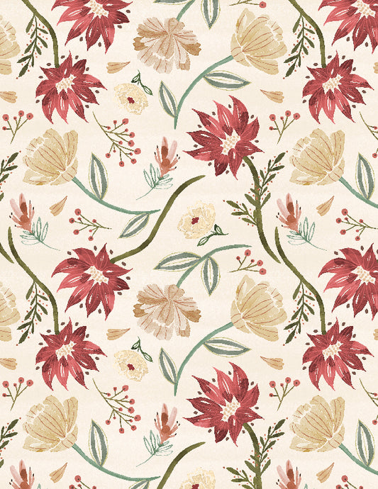Floralscape Large Floral Cream Fabric
