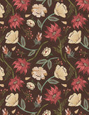 Floralscape Large Floral Dark Brown Fabric