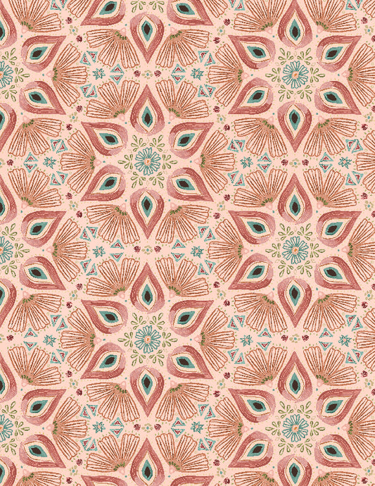 Floralscape Medallions Pink Fabric