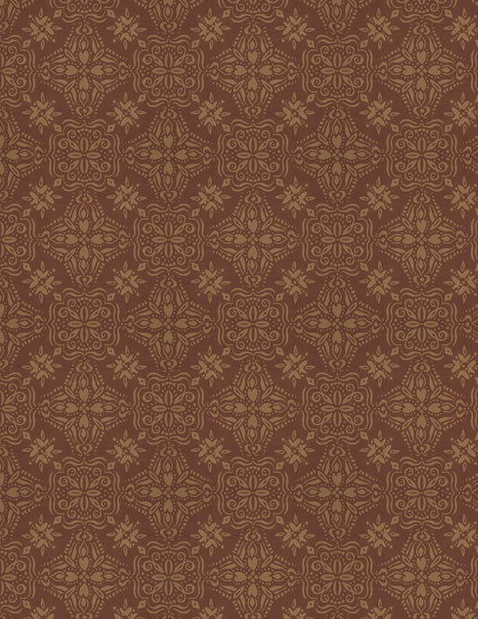 Floralscape Fancy Grid Brown Fabric