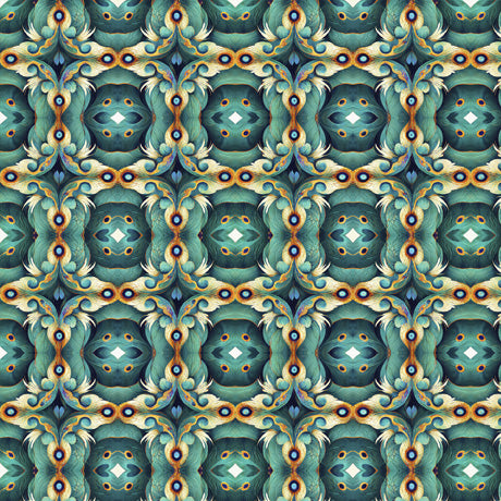 Resplendent Medallion Teal Fabric