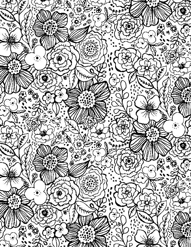 Night & Day Packed Floral White Fabric