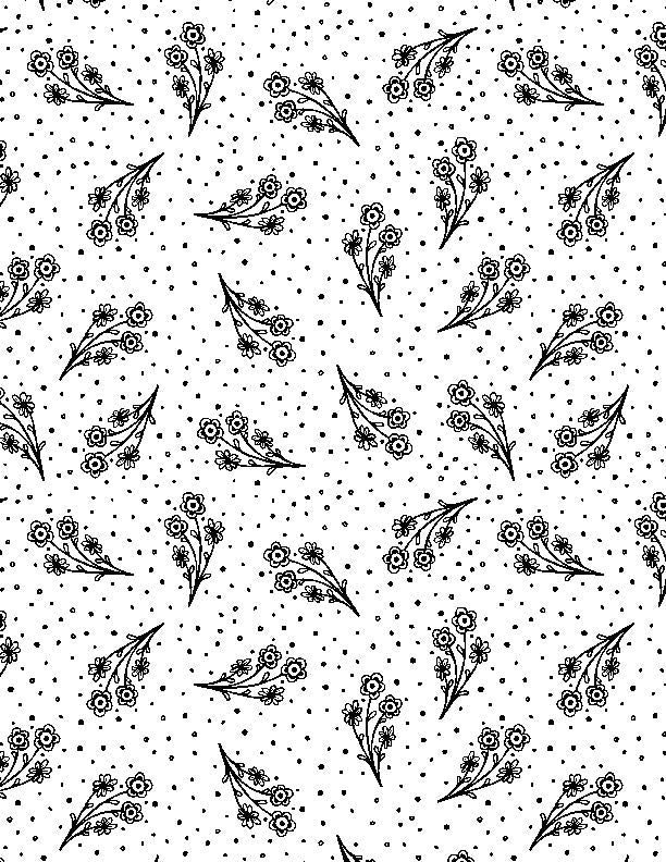 Night & Day Small Floral White Fabric