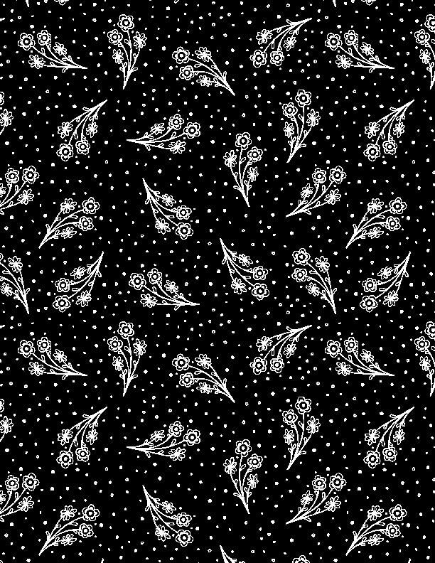 Night & Day Small Floral Black Fabric