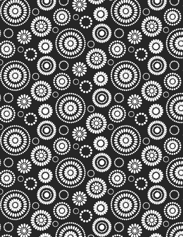 Illusion Medallions On Black Yardage