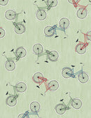 Evergreen Escape Bike Toss Sage Fabric