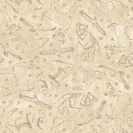 The Wonder Of Nature Animal Sketches Cream Fabric