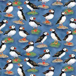 This & That XI Puffins Fabric