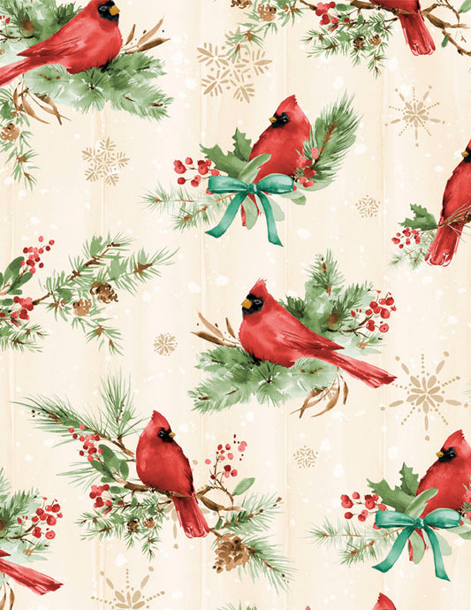 Cardinal Celebration Cardinals All Over Cream Fabric