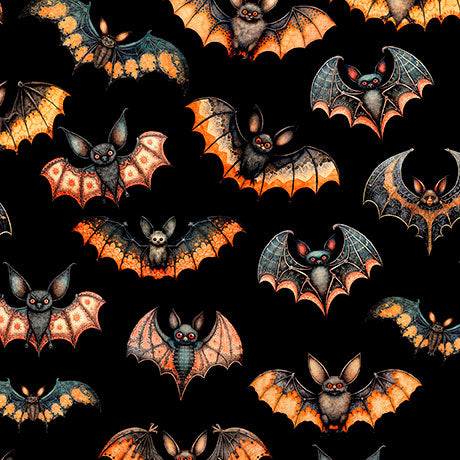 Jeepers Creepers Bats Black Fabric