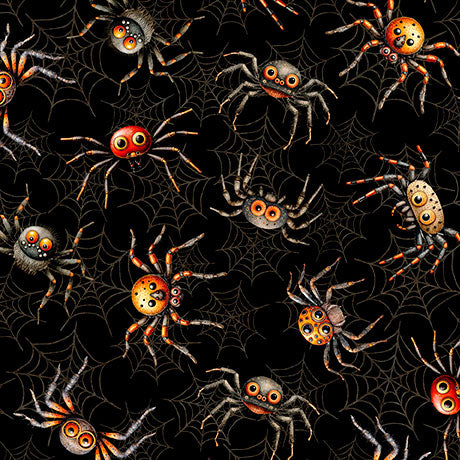 Jeepers Creepers Spiders Black Fabric