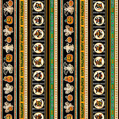 Happy Haunting Halloween Stripe Multi Fabric