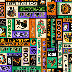 Happy Haunting Halloween Text Multi Fabric