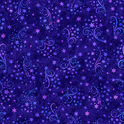 Happy Haunting Star Swirls Purple Fabric