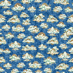 Bohemian Sunrise Clouds Blue Fabric