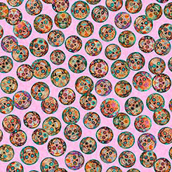 Skullduggery Mini Sugar Skulls Pink Fabric