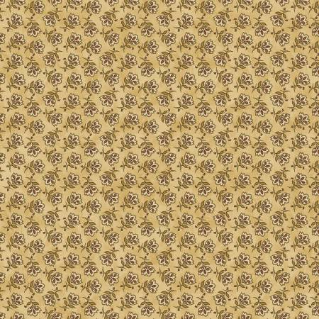 A Moose in the Woods Tossed Jacobean Flower Tan Fabric