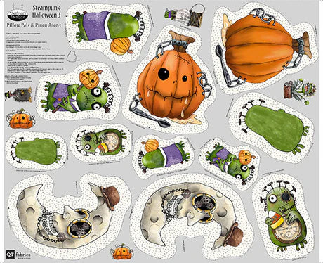 Steampunk Halloween Pillow Pals Panel 36" x 44" QT Fabric