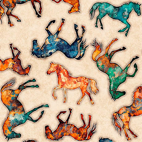 Born To Run - HORSE SILHOUETTES - Tan 31478-A - Yardage