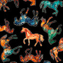 Born To Run - Horse Silhouettes- Black 31478-J - Yardage